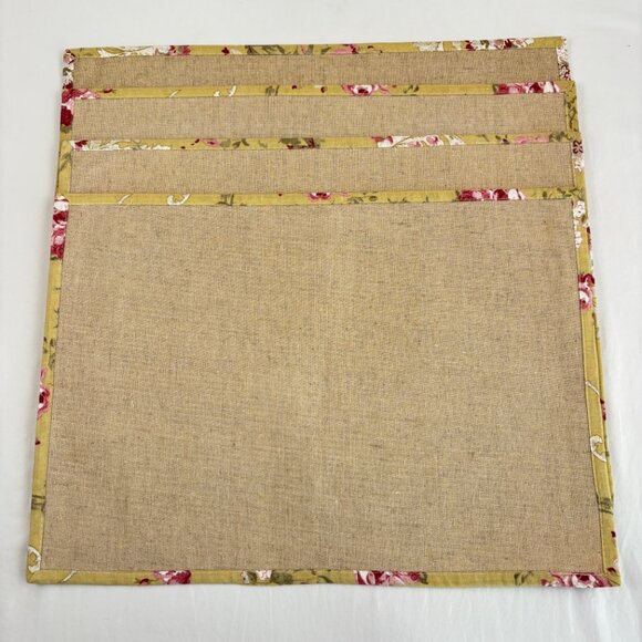 Ivy Hill Home Placemats Linen Blend Rectangular Floral Edge Set of 4 20x14 - Picture 1 of 9